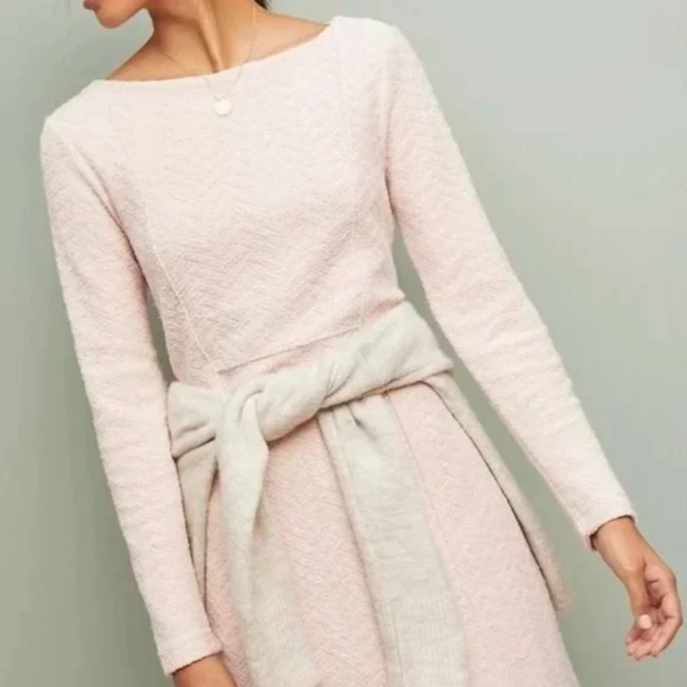 Anthropologie Saturday Sunday Pink Chevron dress, sz M